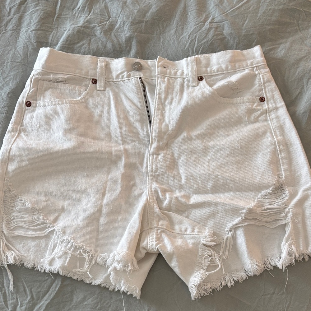 American Eagle White Distressed Shorts